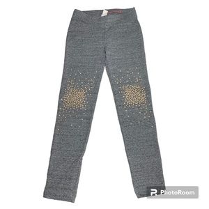 NWOT J.Crew Heather Gray Cozy Legging With Gold Dots Puff Print At Knee Size 12